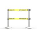 Banner Stakes QLine Retractable Dual Belt Barrier X2, Matte Post, Yellow "Caution - Do Not Enter", 2PK AL6202M-D